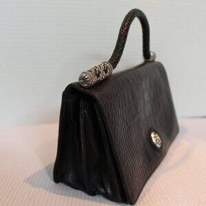 Brighton Embossed Croc Handbbag in Black Vintage '80's